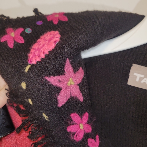 Vintage Tanjay Patchwork Embroidered Floral Cardigan Boho Art Sweater S - Picture 11 of 11